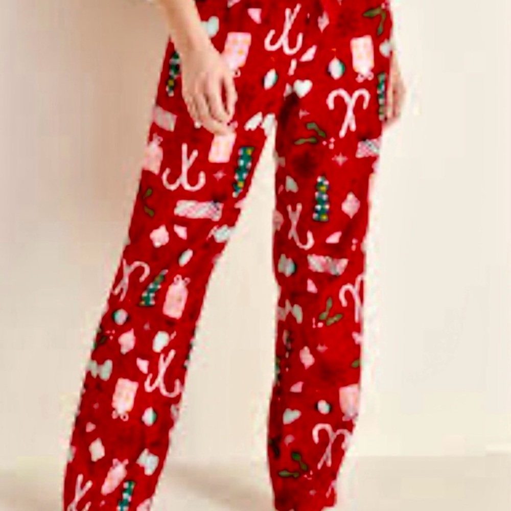 Old Navy Red and Pink Floral Pajama Pants